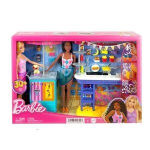 NIB Barbie Beach Boardwalk Playset with Barbie Brooklyn & Malibu Doll Sealed